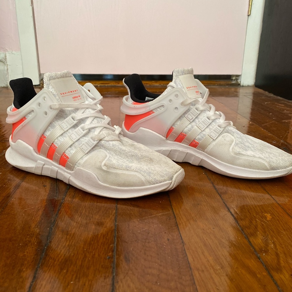 White, Light Grey & Coral Adidas EQT Support ADV